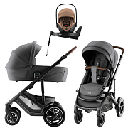 Коляска 3 в 1 Britax Roemer Smile 5Z Style и автокресло Baby-Safe PRO LUX Warm Caramel + Vario Base 5Z Mineral Grey