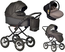 Детская коляска Indigo Barbara 21 Classic 3 в 1 с автокреслом Avionaut Cosmo Beige Ba06 черный