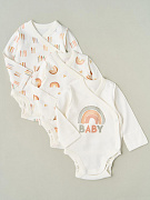 Боди на запахе Little Star Радуга 3 шт 7124 (ЧЗ-мз) крем 56
