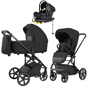 Коляска Carrello Alfa CRL-6522 2025 Nova DK791 Black Line с базой Isofix 3 в 1 Rock Black