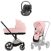 Коляска 3 в 1 Cybex Priam IV Rosegold complete и автокресло Cloud T i-Size Mirage Grey Plus Peach Pink
