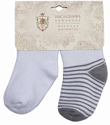 Носки НаследникЪ Выжанова махра 2 шт Н7НВ ЧЗ белый/серый, р. 9, 0-3 мес