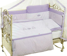 Комплект в кроватку Feretti Orsetti 6 предметов violet/white/long