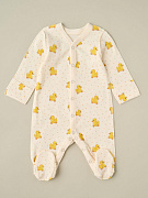 Комбинезон на кнопках Little Star Уточки интерлок 30032 (ЧЗ-мз) сливочный 62