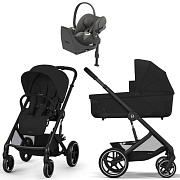 Коляска Cybex Balios S Lux BLK complete Cloud T Mirage Grey Base T 4 в 1 Moon Black с дождевиками