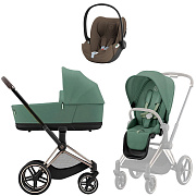 Коляска Cybex Priam IV Rosegold complete Cloud T Coconut Brown Plus 3 в 1 Leaf Green
