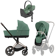 Коляска Cybex Priam IV Rosegold complete Cloud T Leaf Green Plus Base T 3 в 1 Leaf Green