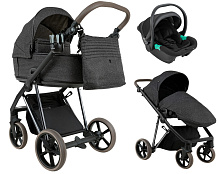 Детская коляска Roan Sol Vintage Luxury 2.0 3 в 1 с автокреслом Pituso Santiso Pro PIX/55/D Pixel/Dark/Nickel/руч.Cappuccino