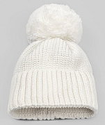 Шапочка вязаная с помпоном AmaroBaby Pure Love Muffin демисезонная молочный 38