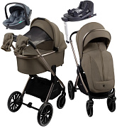 Детская коляска AmaroBaby Genius 4 в 1 с автокреслом Rant Miro Graphite и базой коричневый