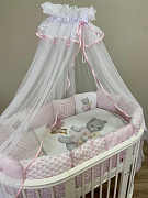 Комплект в детскую кроватку Lappetti Ева для овальной и прямоугольной кроватки 6 предметов Розовый