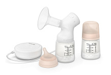 Электрический молокоотсос Suavinex с бутылочкой Zero.Zero и пакетами для сбора молока 302467 begie