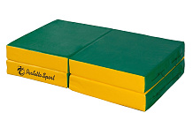Детский мат Perfetto Sport № 11 (100х100х10 см) складной 4 сложения зелёно/жёлтый