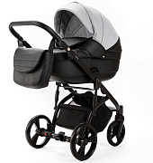 Детская коляска Adamex Lanti Deluxe 2 в 1 LN-SD107 (СВ.СЕР.КОЖА + ЧЕРН. КОЖА)