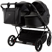Детская коляска для двойни Adamex Leo Duo Deluxe 3 в 1 DUO-SA2 (ЧЕРНАЯ КОЖА)