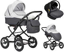 Детская коляска Indigo Charlotte Sity Classic 12 3 в 1 с автокреслом Avionaut Cosmo Grey Cs05 т.серый+св.серый