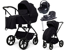 Детская коляска Rant Teo Soft 4 в 1 с автокреслом Aster Zero Black и базой Black
