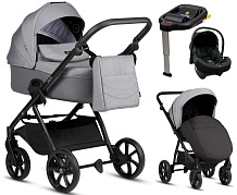 Детская коляска Tutis Leo 3 Plus 4 в 1 с автокреслом Elo Lux EduSky Black и базой 1582227 Stone Grey