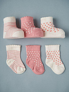 Носочки тонкие Little Star 3 шт в уп 02199 (ЧЗ-мз) горошки, крем/пудра/полоски