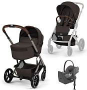 Коляска Cybex Balios S Lux Fold Cot TPE Cloud T Mirage Grey Plus Base T 4 в 1 Chocolate Brown с дождевиками