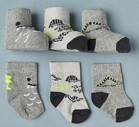 Носочки тонкие Little Star дино, серый, 6-8 см 1