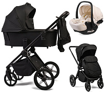 Детская коляска Peppy Monaco 3 в 1 с автокреслом Verona Beige Black (черный), рама черная матовая