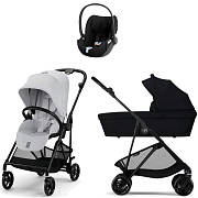 Коляска Cybex Melio Carbon Cloud T i-Size Sepia Black 3 в 1 Fog Grey/Magic Black с дождевиками