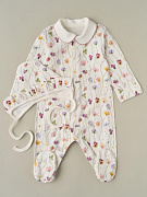 Комбинезон и чепчик с рюшей Little Star Фиалки (интерлок) 31834 (ЧЗ-мз) кремовый 56