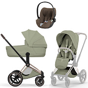 Коляска Cybex Priam V Rosegold Style Cloud T Coconut Brown Plus 3 в 1 Sage Green