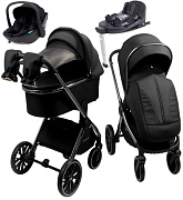 Детская коляска AmaroBaby Genius 4 в 1 с автокреслом Rant Miro Black и базой черный