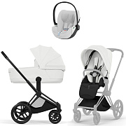 Коляска Cybex Priam V Matt Black Style Cloud T Platinum White Plus 3 в 1 Off White