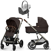 Коляска Cybex Balios S Lux TPE complete Cloud T Platinum White Plus Base T 4 в 1 Chocolate Brown с дождевиками