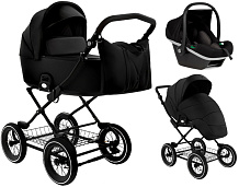 Детская коляска Roan Bass Next Classic Кожа d12 3 в 1 с автокреслом Elo Black RCL300/1 Black