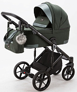 Детская коляска Adamex Marco 3 в 1 GA06 (Т. ЗЕЛ.ТК.+ Т. ЗЕЛ. КОЖ. ОТДЕЛКА)