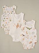 Боди-маечка Little Star Лео-сафари-тропики 3 шт 704-3 (ЧЗ-мз) кремовый 62