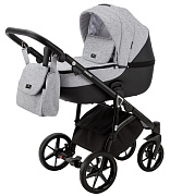 Детская коляска Adamex Bibione 2 в 1 BI-PS12A  (СВ.СЕР.БЕРЕЗКА+ЧЕРН. КОЖА)
