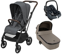 Детская коляска Maxi-Cosi Leona² Oria 3 в 1 с автокреслом CabrioFix Essential graphite 1204204110 Twillic Graphite/1507470300 Luxe Twillic Truffle