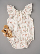 Боди с крылышками Little Star Цветы с птичками и клубничками 3732 (ЧЗ-мз) крем 62
