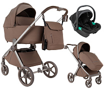 Детская коляска Pituso Teffy 3 в 1 с автокреслом Santiso Pro Black Mocha Mousse/Truffle