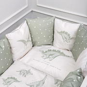 Комплект в кроватку Lappetti Дино сафари для овальной и прямоугольной кроватки 6 пр. 6150 зеленый-белый