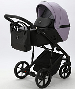 Детская коляска Adamex Mobi Deluxe 3 в 1 M-SD20 (СИРЕНЬ+ЧЕРНАЯ КОЖА)
