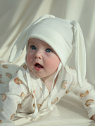 Шапочка-котелок Little Star Зайка с завязками 84010 крем 36