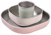 Набор детской посуды Beaba из нержавеющей стали с покрытием из силикона 913637 COTON CANDY