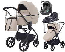 Детская коляска Rant Teo Soft 4 в 1 с автокреслом Miro Olive и базой Beige