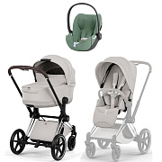 Коляска Cybex Priam V Chrome Style Cloud T Leaf Green Plus 3 в 1 City Grey
