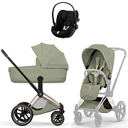 Коляска Cybex Priam V Rosegold Style Cloud G3 Magic Black 3 в 1 Sage Green