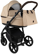 Детская коляска Roan Esso 2025 Кожа 2 в 1 ESSK/212/1 Caramel/Black/руч.Тем.коричневый