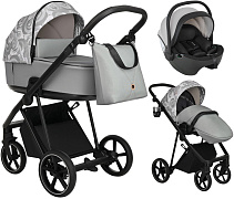 Детская коляска Roan Sol Flowers 3 в 1 с автокреслом Pituso Baesa Pro Black,Beige Canopy RSF/5002 Gray/Black