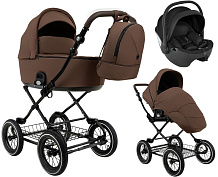 Детская коляска Roan Bass Next Classic d12 2.0 3 в 1 с автокреслом Pituso Baesa Pro Black BNC/81/2 Mocha Mousse/Black/руч.Cappuccino