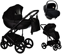 Детская коляска Indigo Tour Eco 3 в 1 с автокреслом Avionaut Cosmo Black Te07 черная кожа+черный